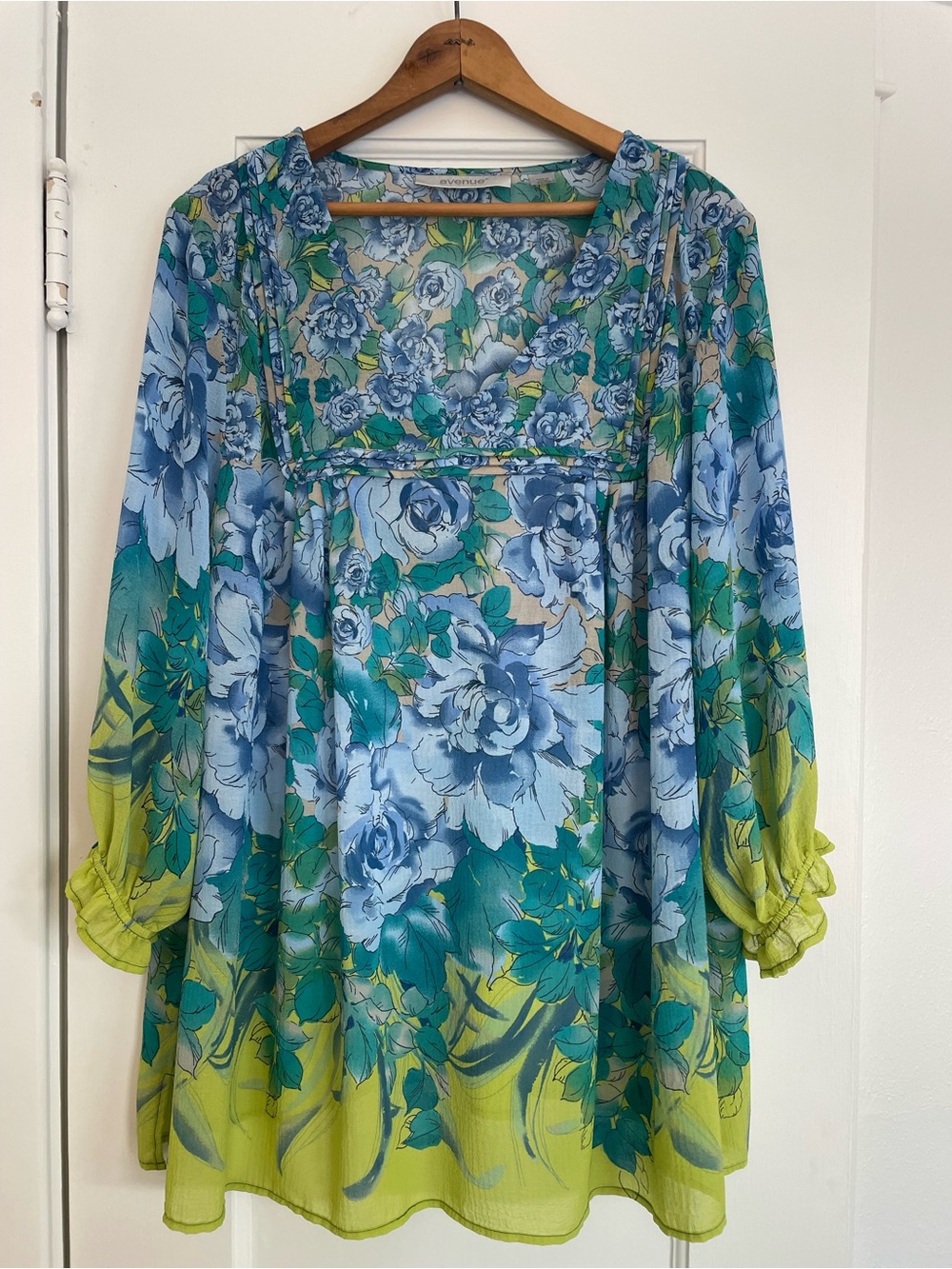 Blue & Green Floral Tunic Top | 22/24